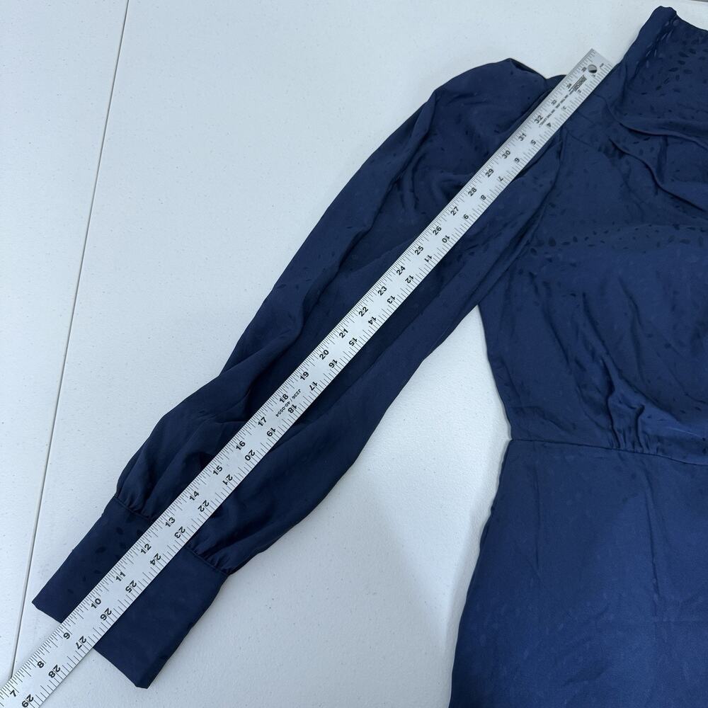 Aqua Womens Dress M Blue Pearl Button Shoulder Satin‎ Mock Neck Cocktail Retro - Picture 6 of 11